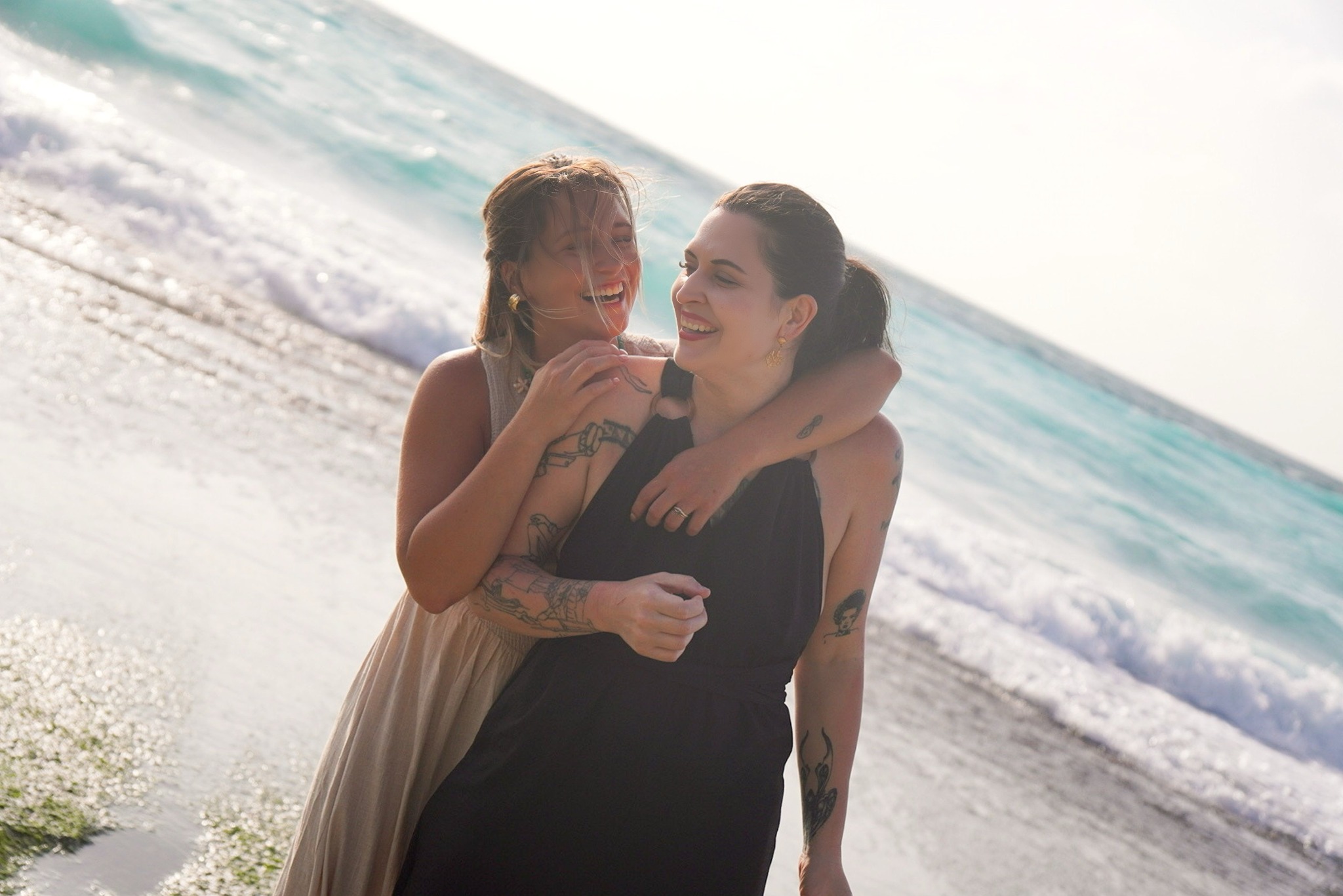 Brittany and Michele together at the beach